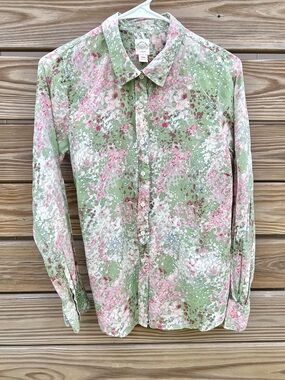 J. Crew The Perfect Shirt Cotton Silk Art Button Down Top Blouse Women’s SZ 6